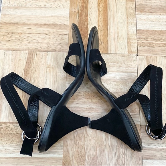 TOD’S Black Suede Leather Ankle Wrap Buckle Strap Heel Open Toe Sandals Size 39 - Picture 4 of 16